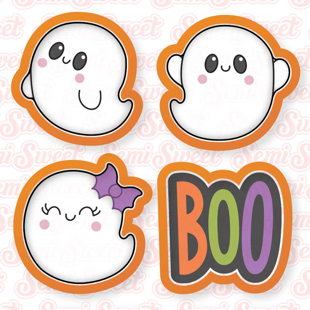 4-piece ghost cookie cutters for Halloween.