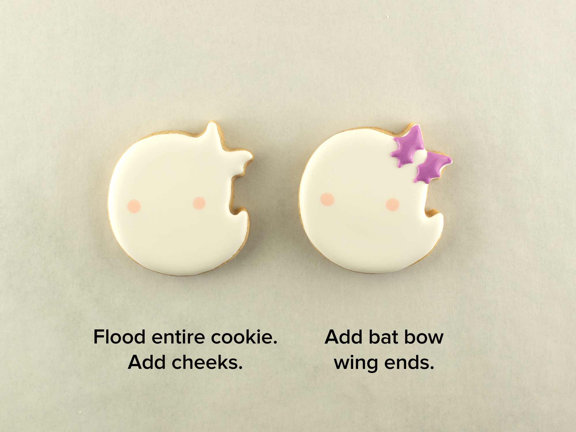 Halloween cookie decorating of a girl ghost