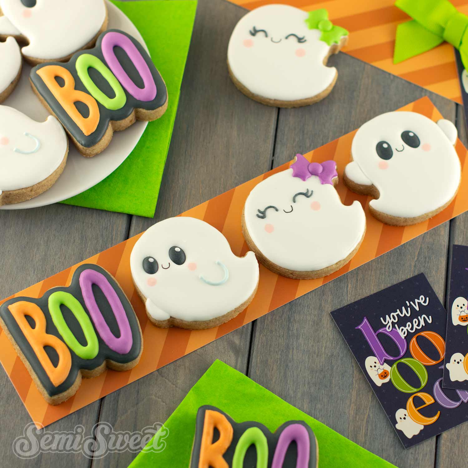 Beginner-Friendly Ghost Cookie Tutorial: Easy 4-Piece “BOO” Halloween Cookie Set