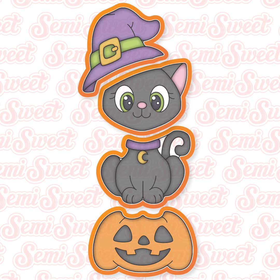 stackable cat witch cookie cutter set | Semi Sweet Designs