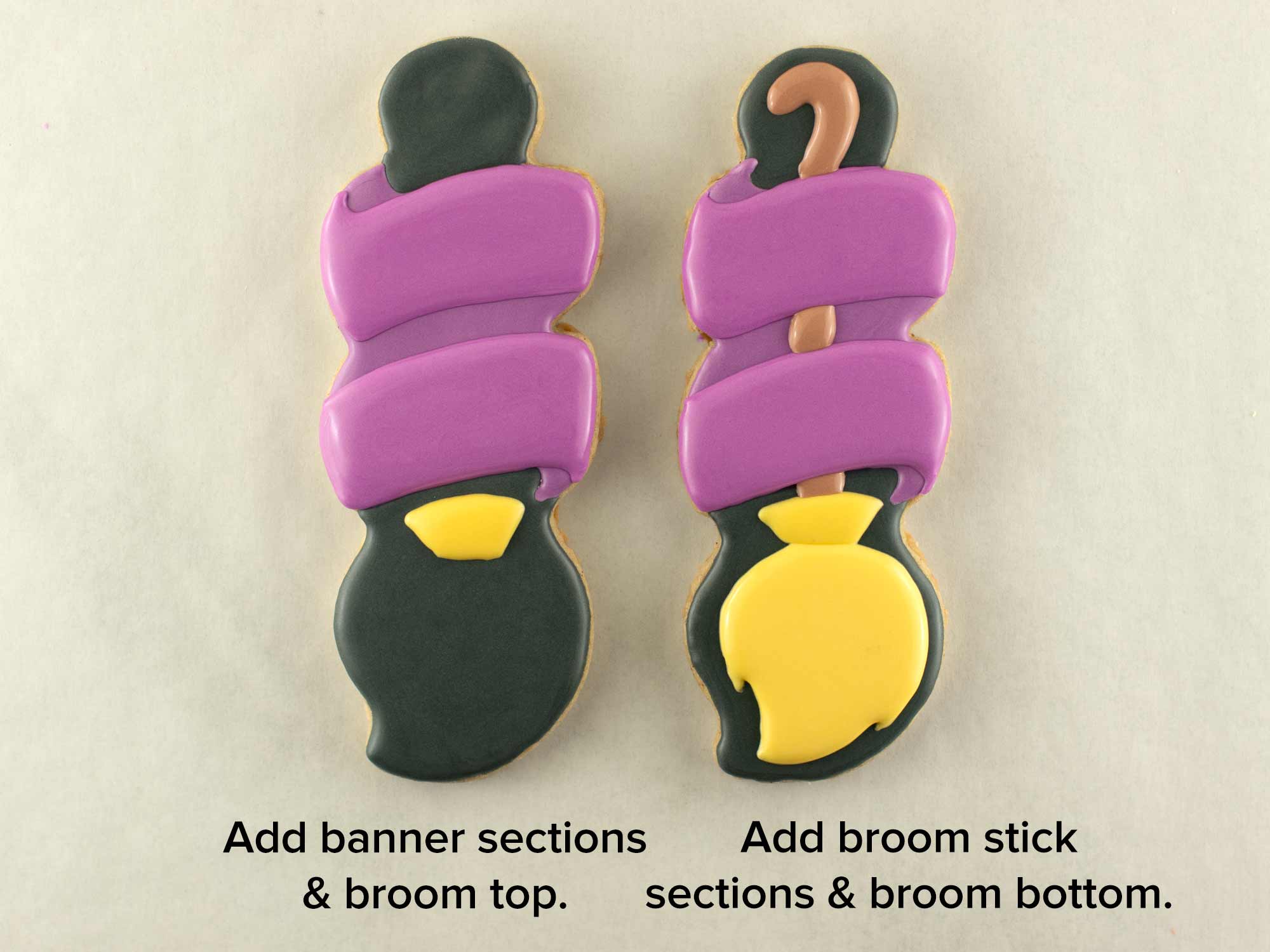 Halloween broom cookie decorating