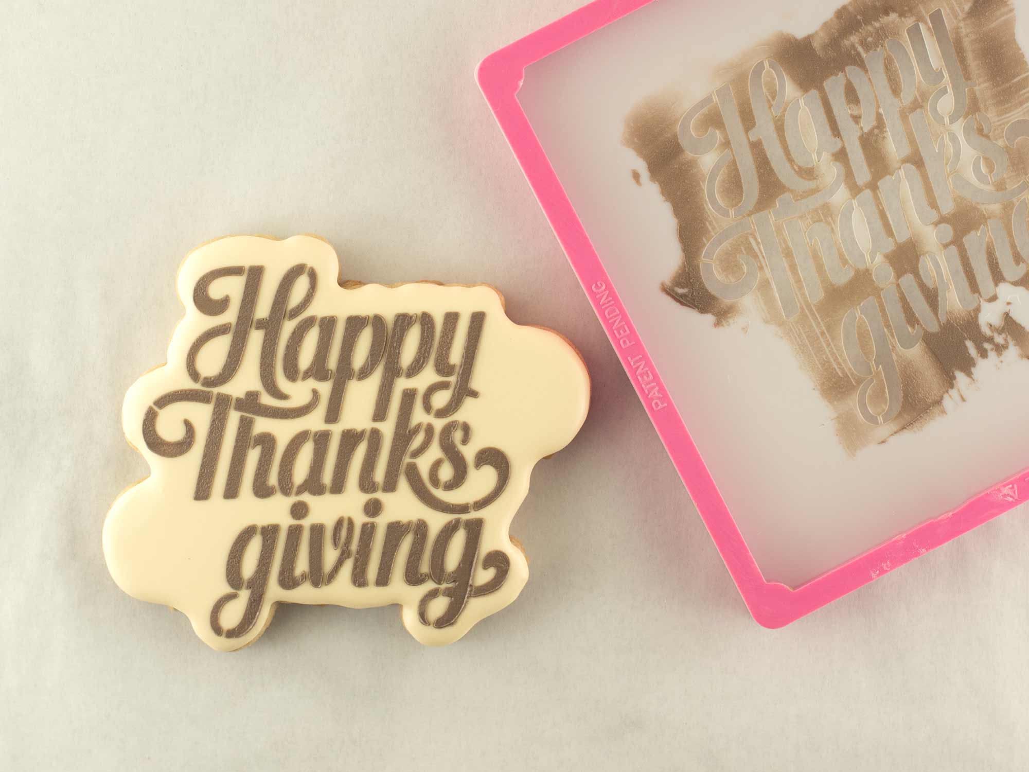 Thanksgiving cookie decorating with stencils