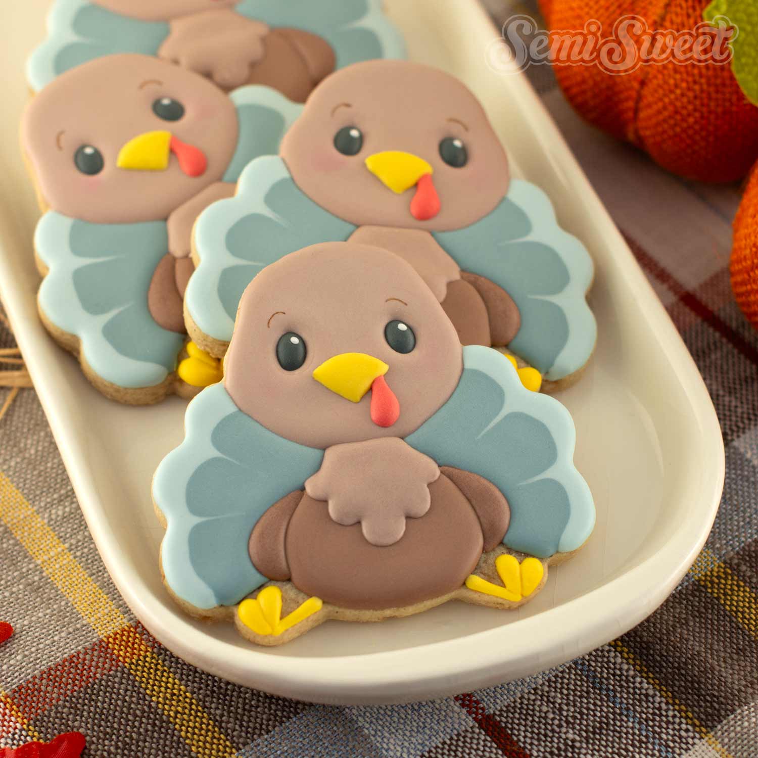 How to Decorate a Cute Thanksgiving Turkey Cookie with Royal Icing