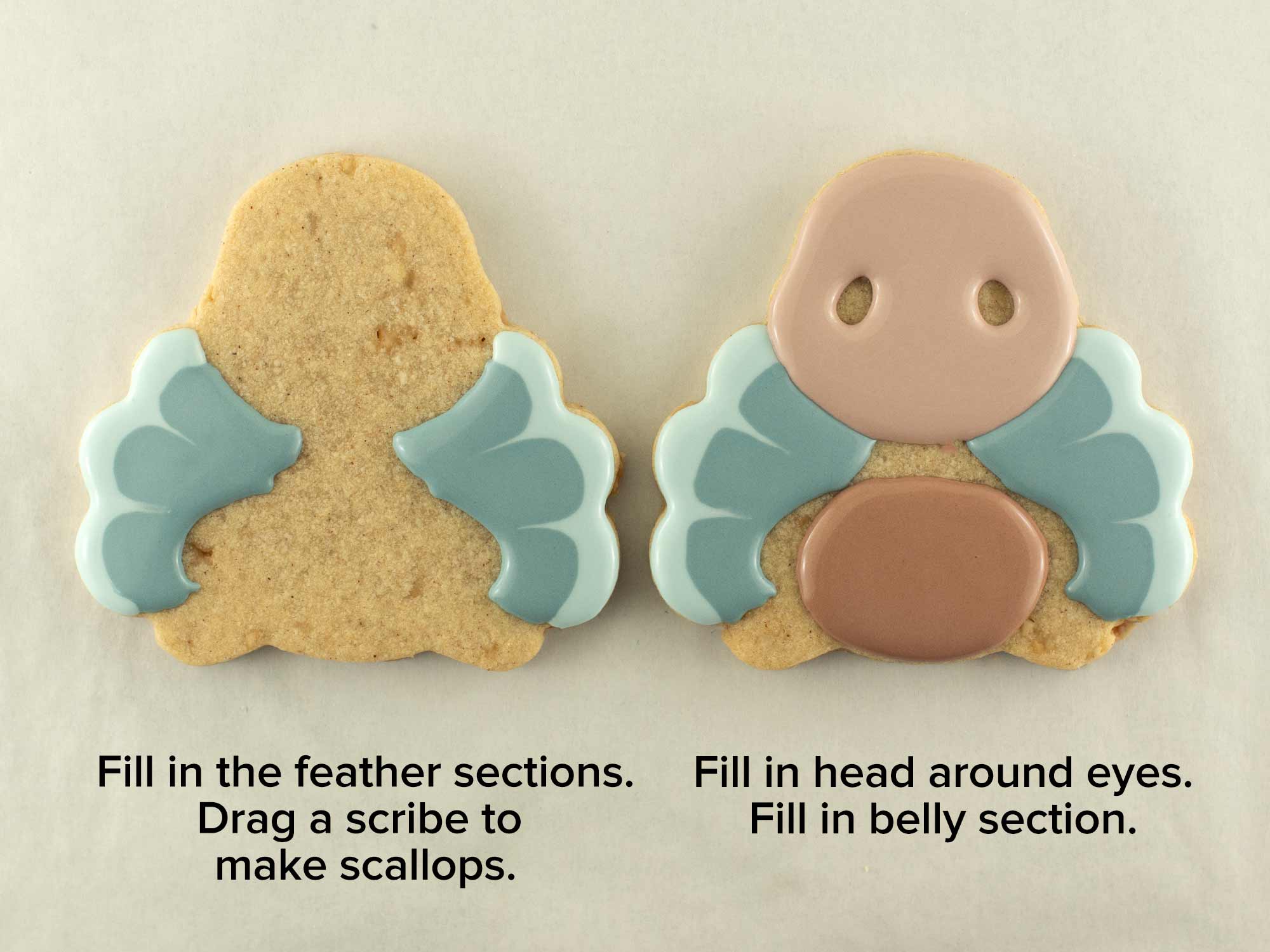 decorating a turkey cookie for Thanksgiving