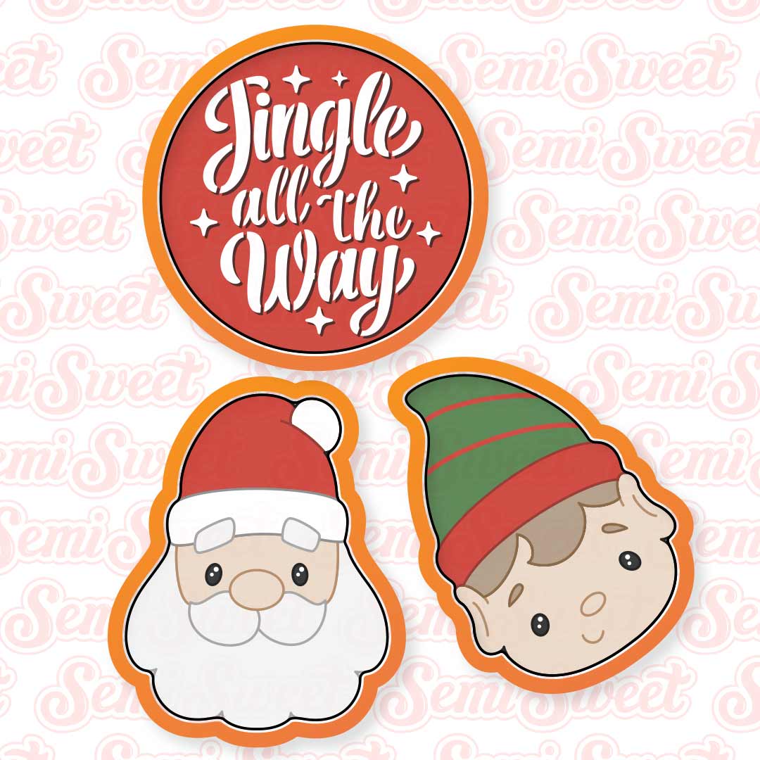 Cookie Cutter Set of a Santa and Elf Platter