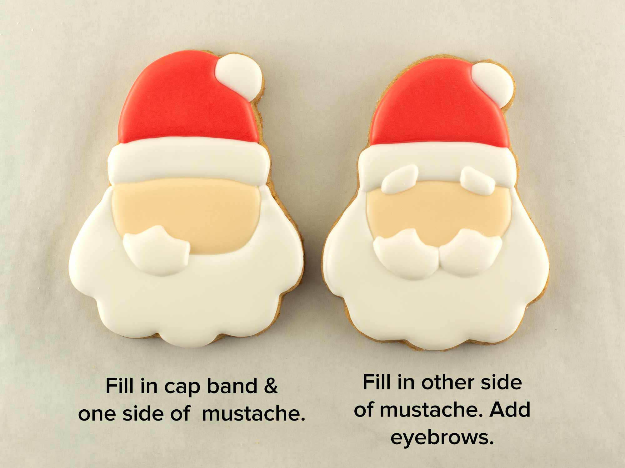 Christmas cookie decorating Santa Cookie tutorial