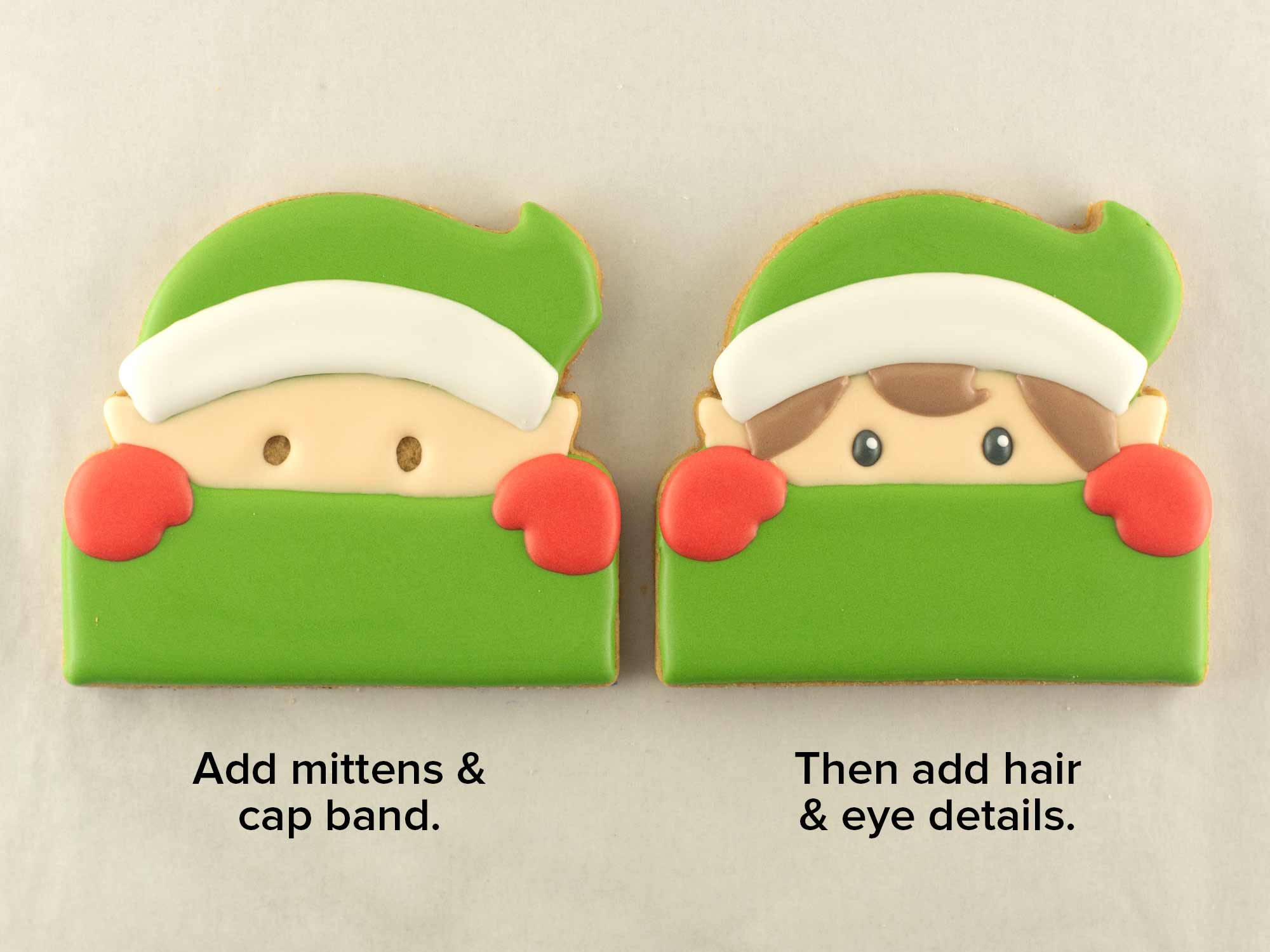 personalized elf cookies with royal icing