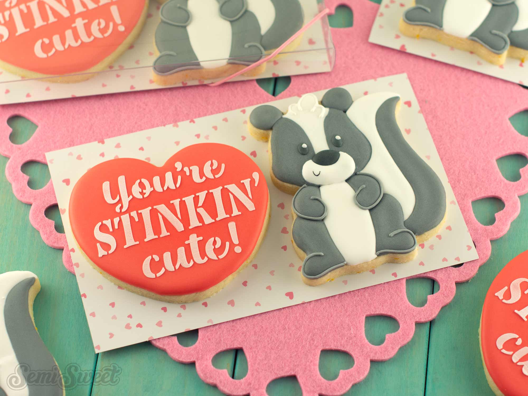 Decorate Valentine's Day Skunk Cookies with Royal Icing