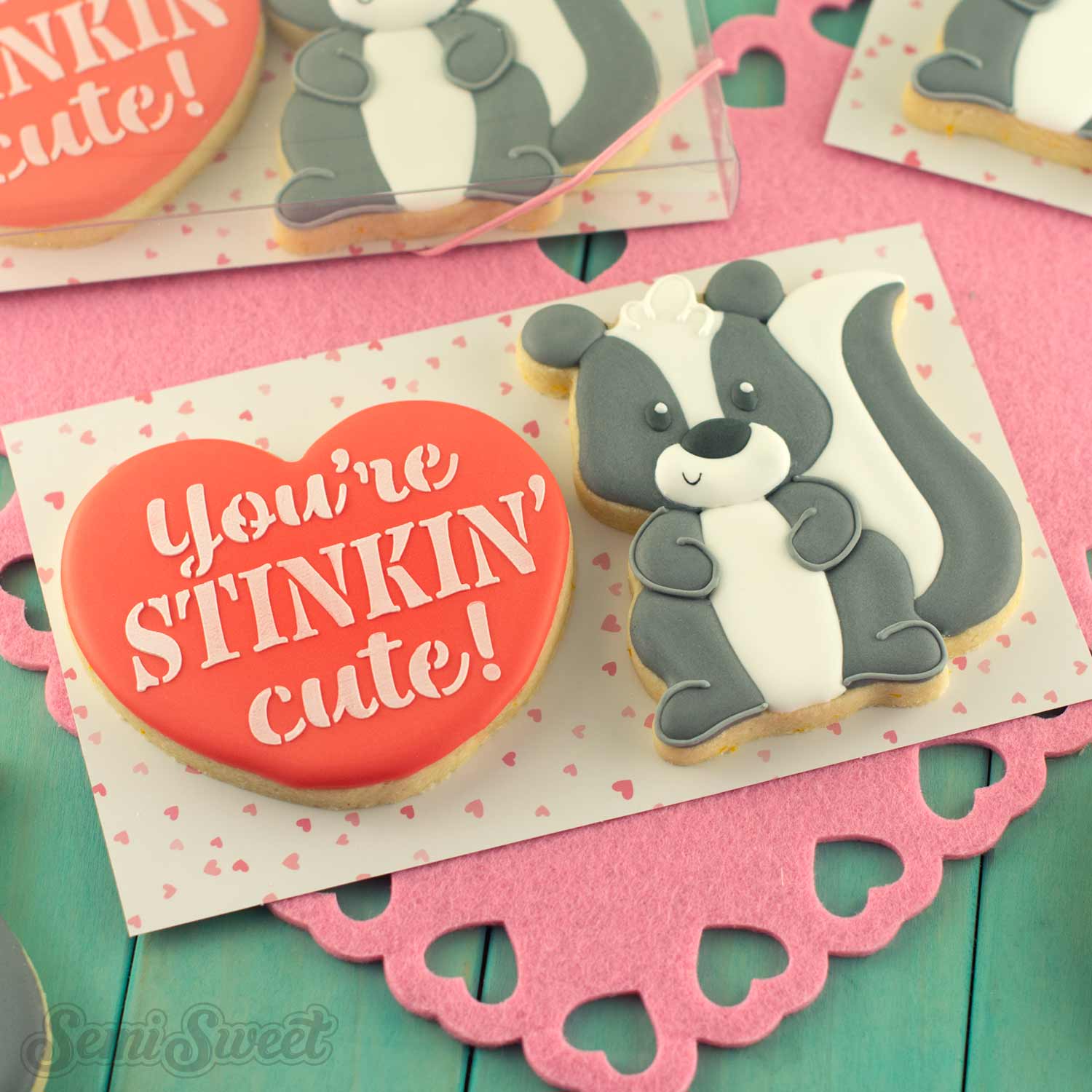 Decorate Valentine's Day Skunk Cookies with Royal Icing