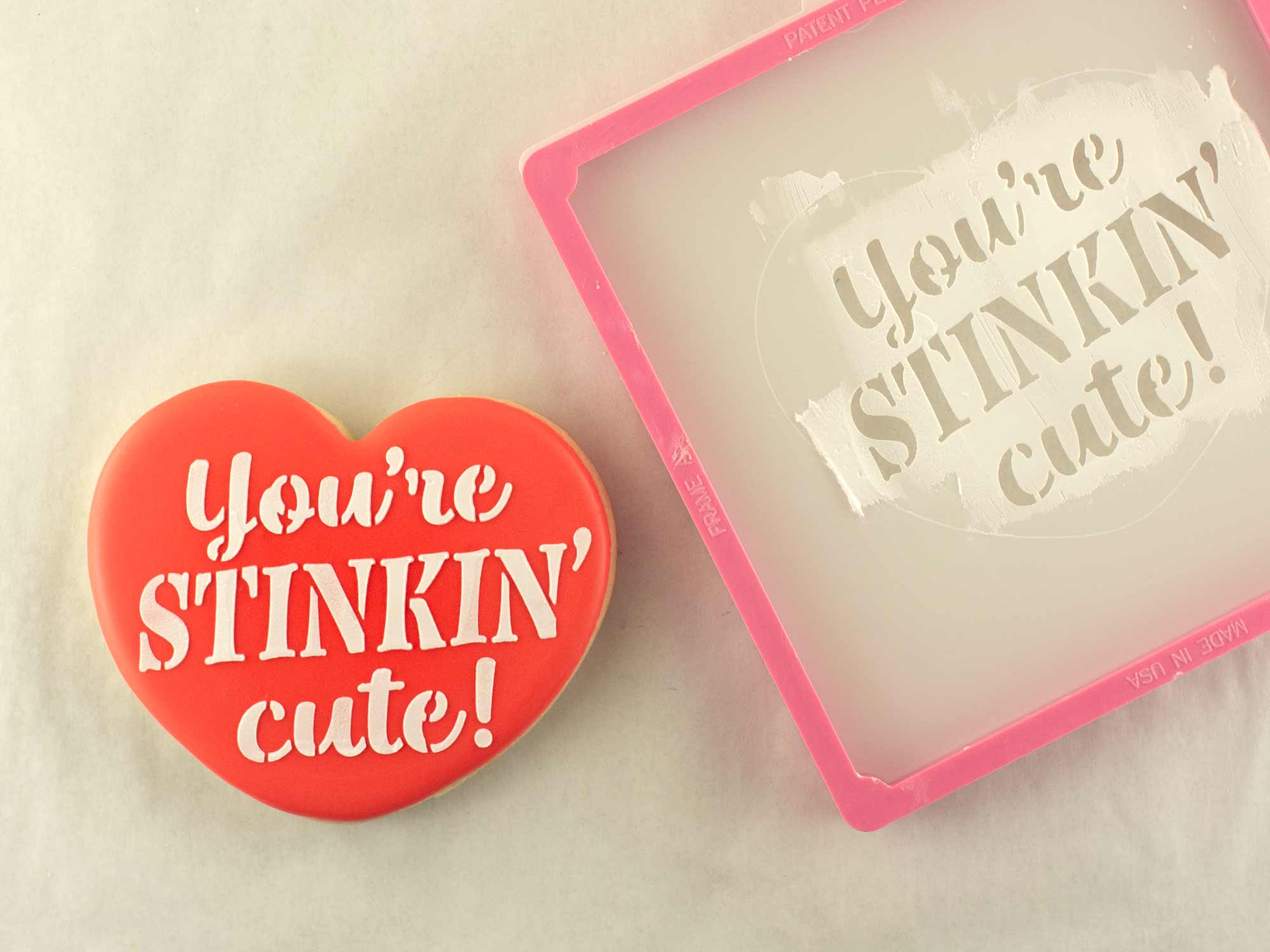 using a cookie stencil with royal icing