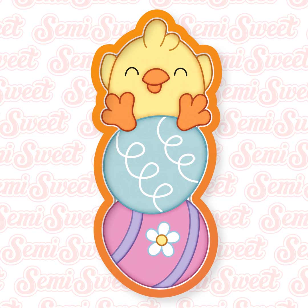 Easter chick on eggs cookie cutter