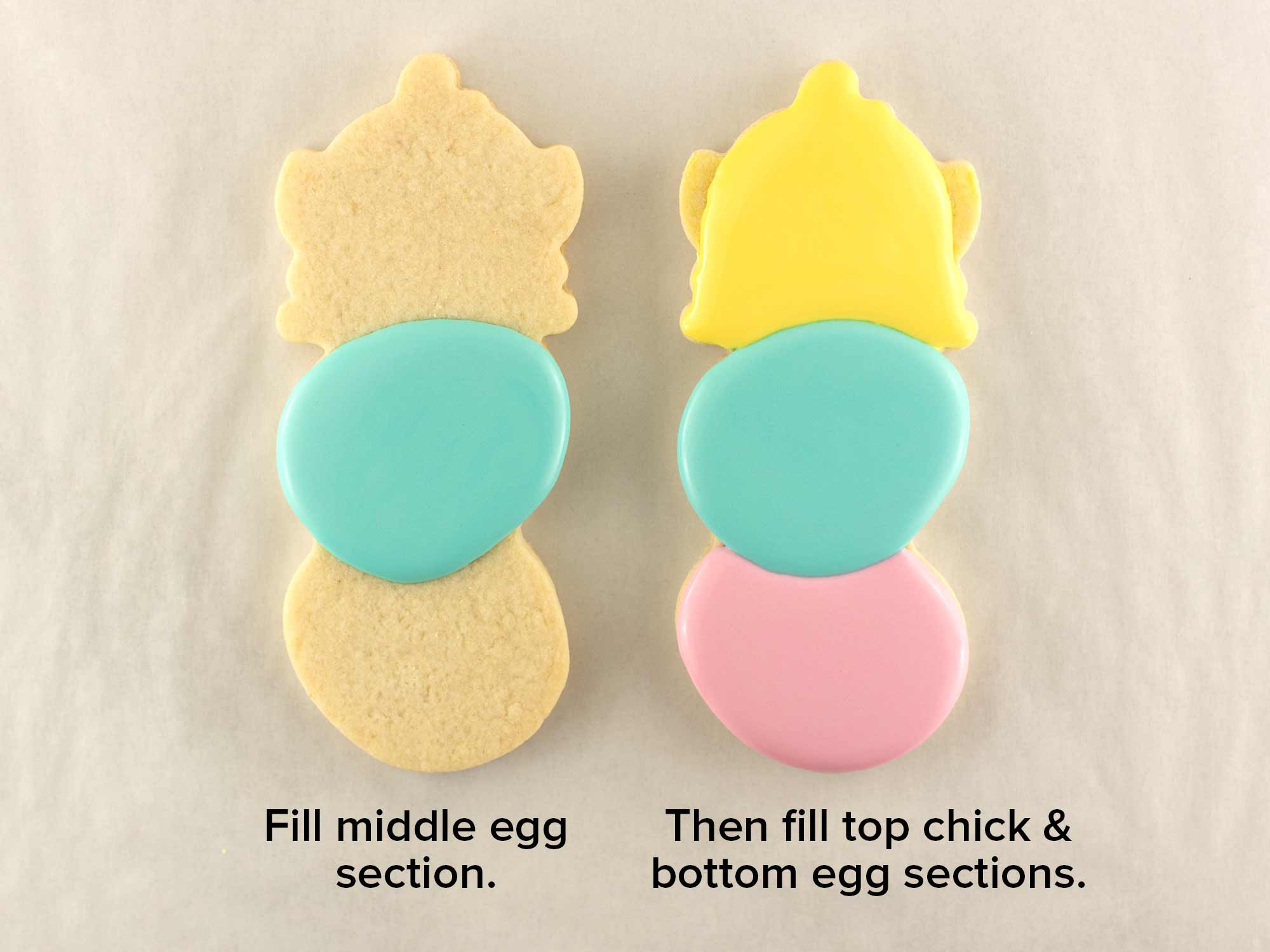 decorating an Easter cookie with royal icing