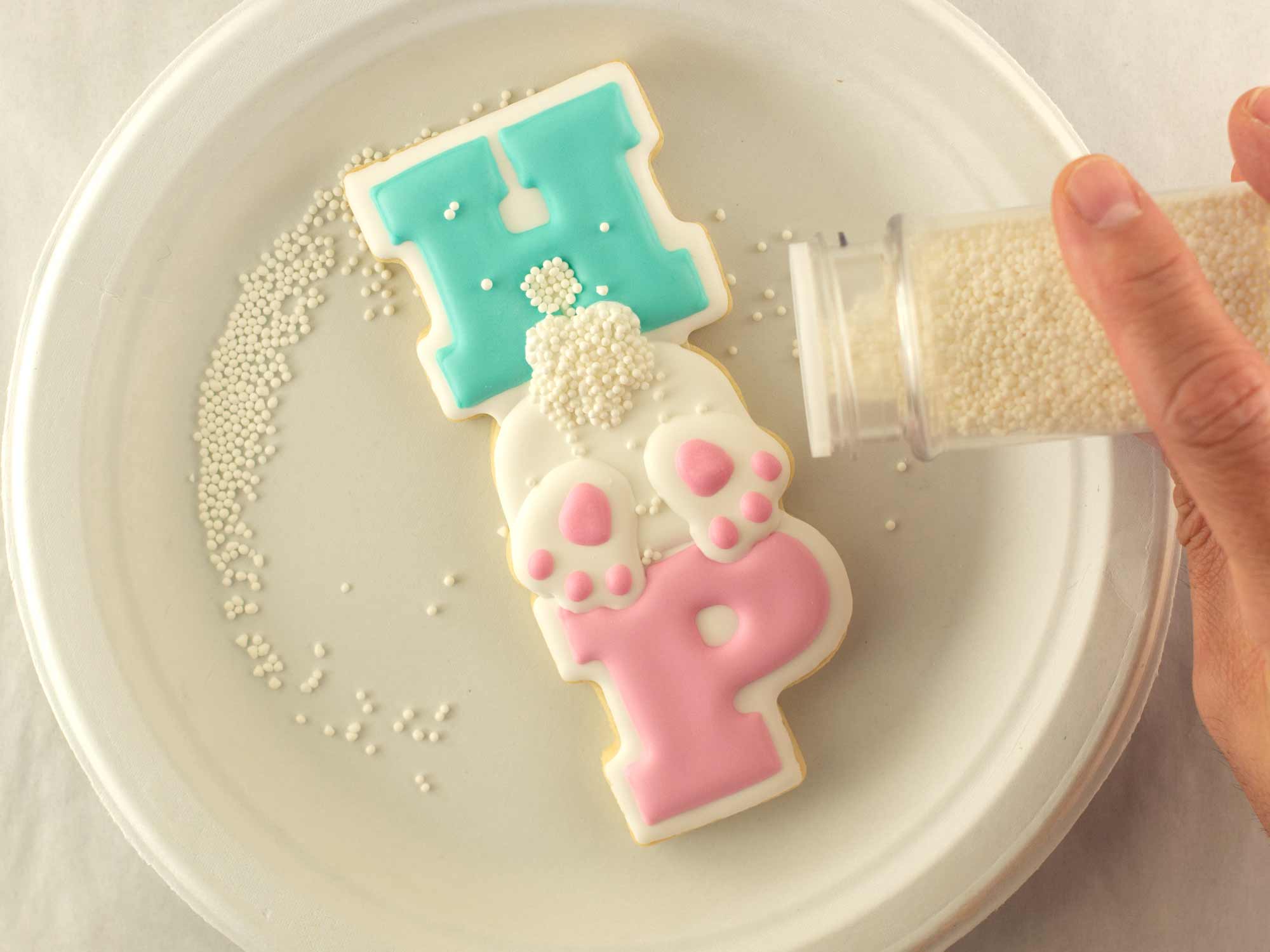 Easter sprinkles for bunny tail cookie