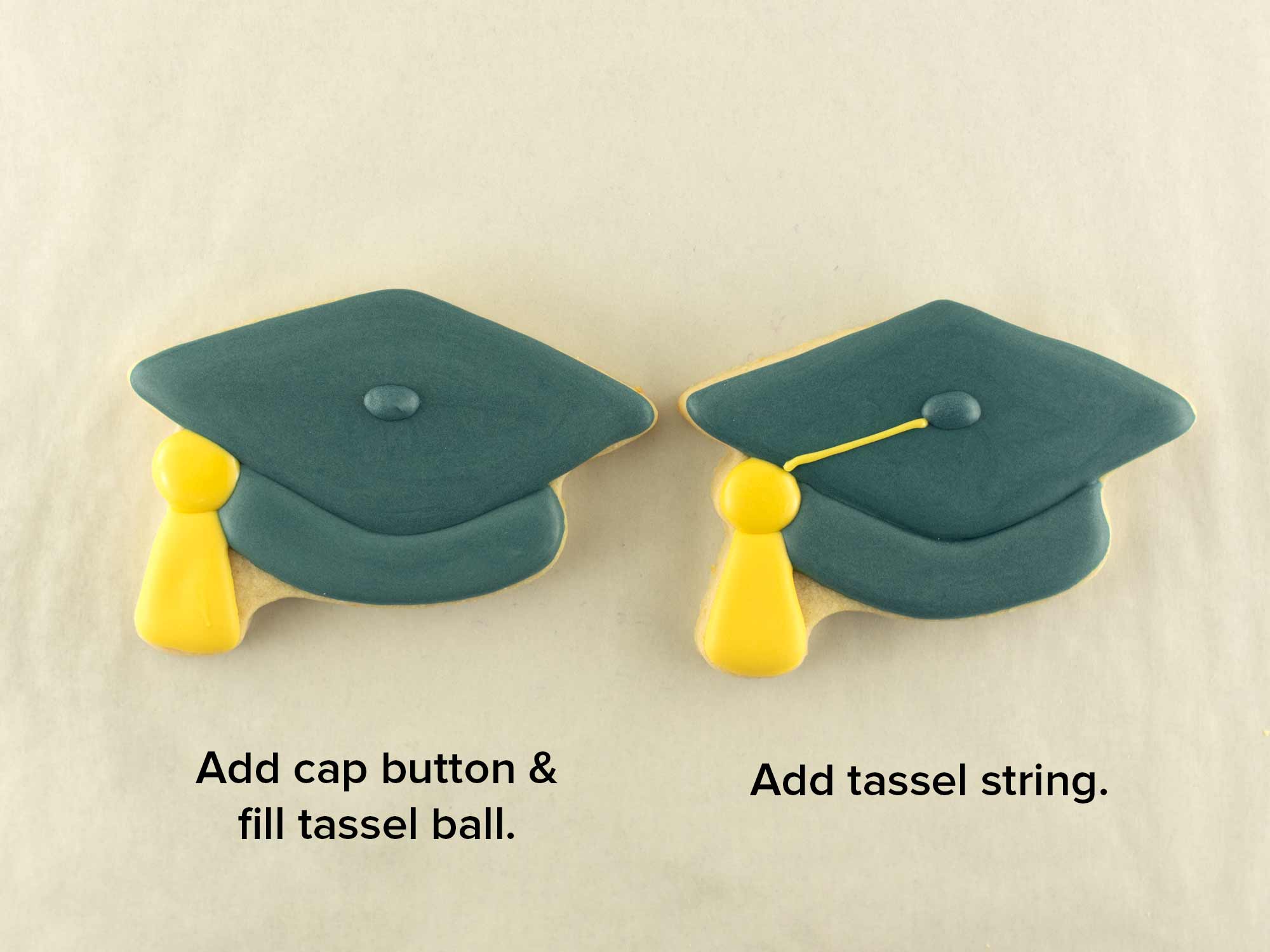 grad cap cookie decorating