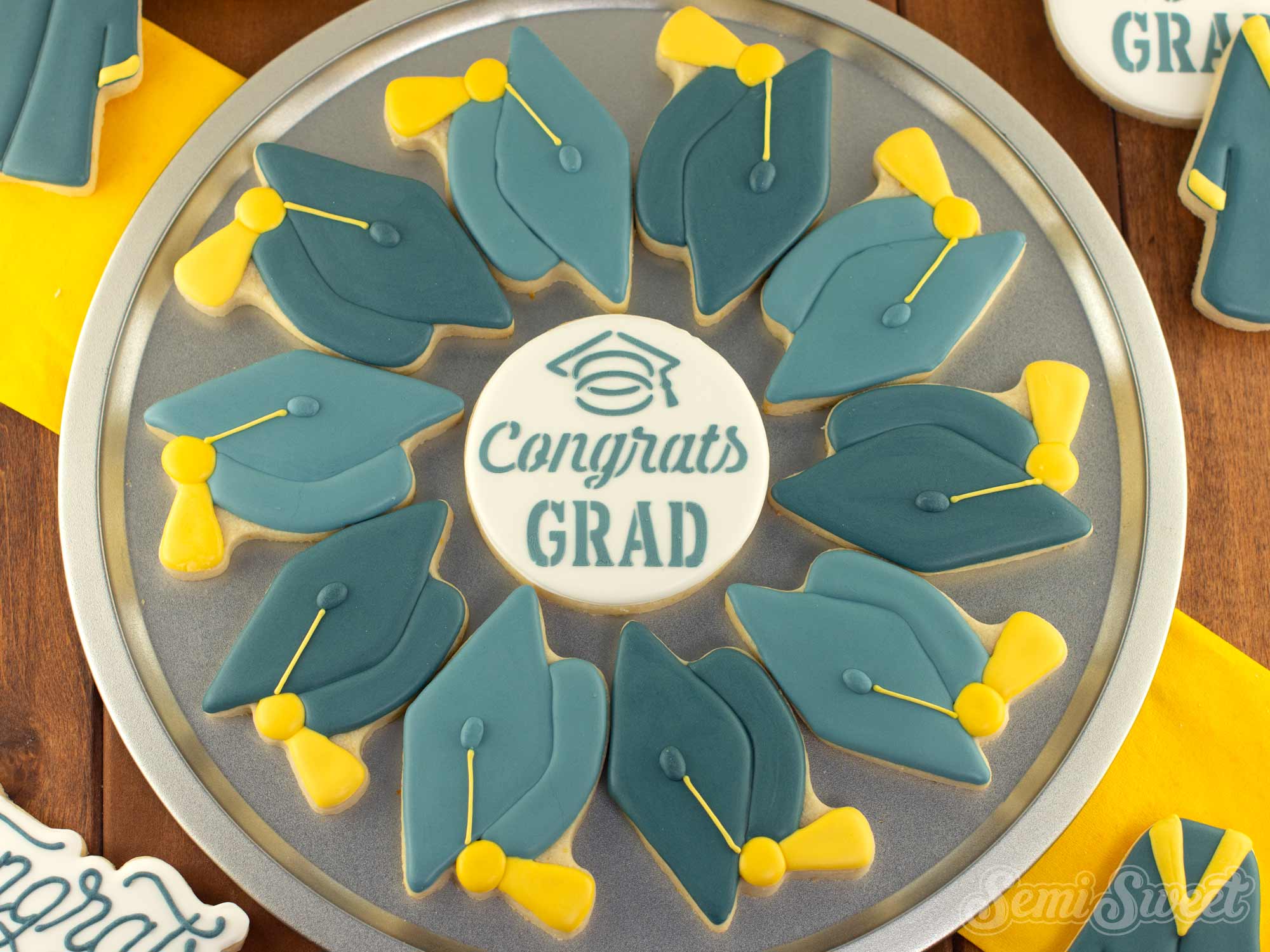 graduation caps cookie platter