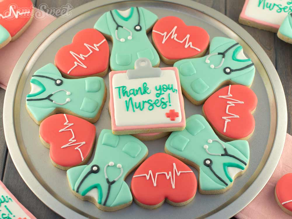 How to Decorate a Nurse Appreciation Cookie Platter with Royal Icing (Step-by-Step Tutorial)