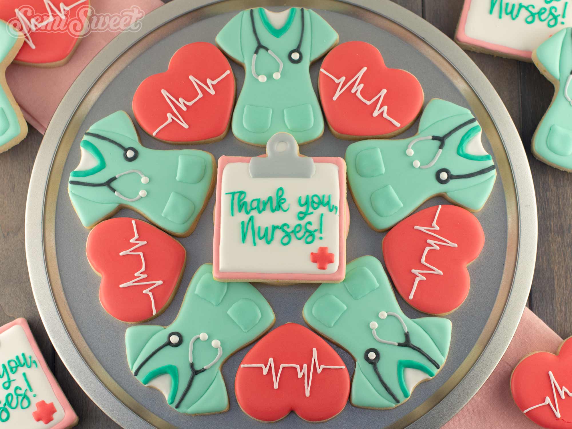 nurse appreciation cookie platter by Semi Sweet Designs