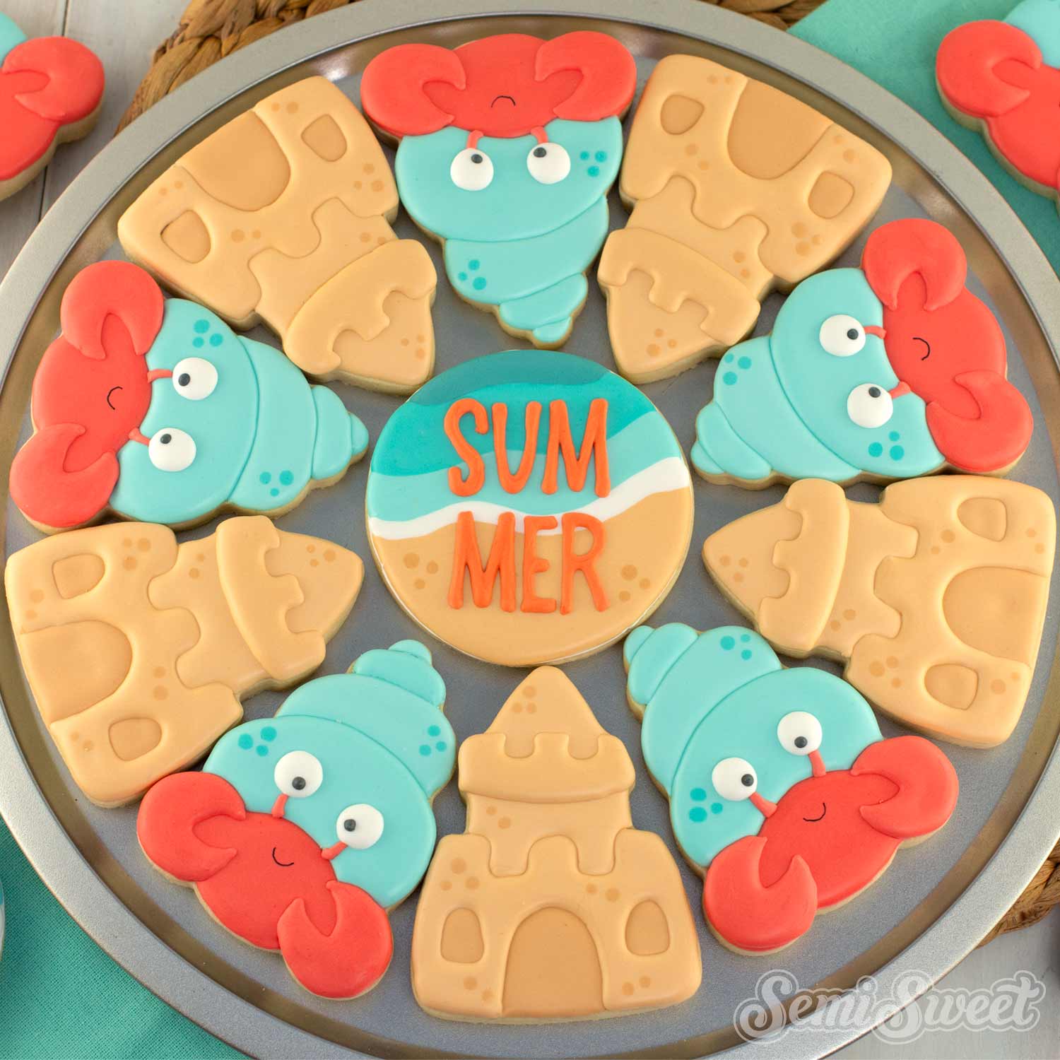 How to Decorate a Beach-Themed Cookie Platter with Royal Icing