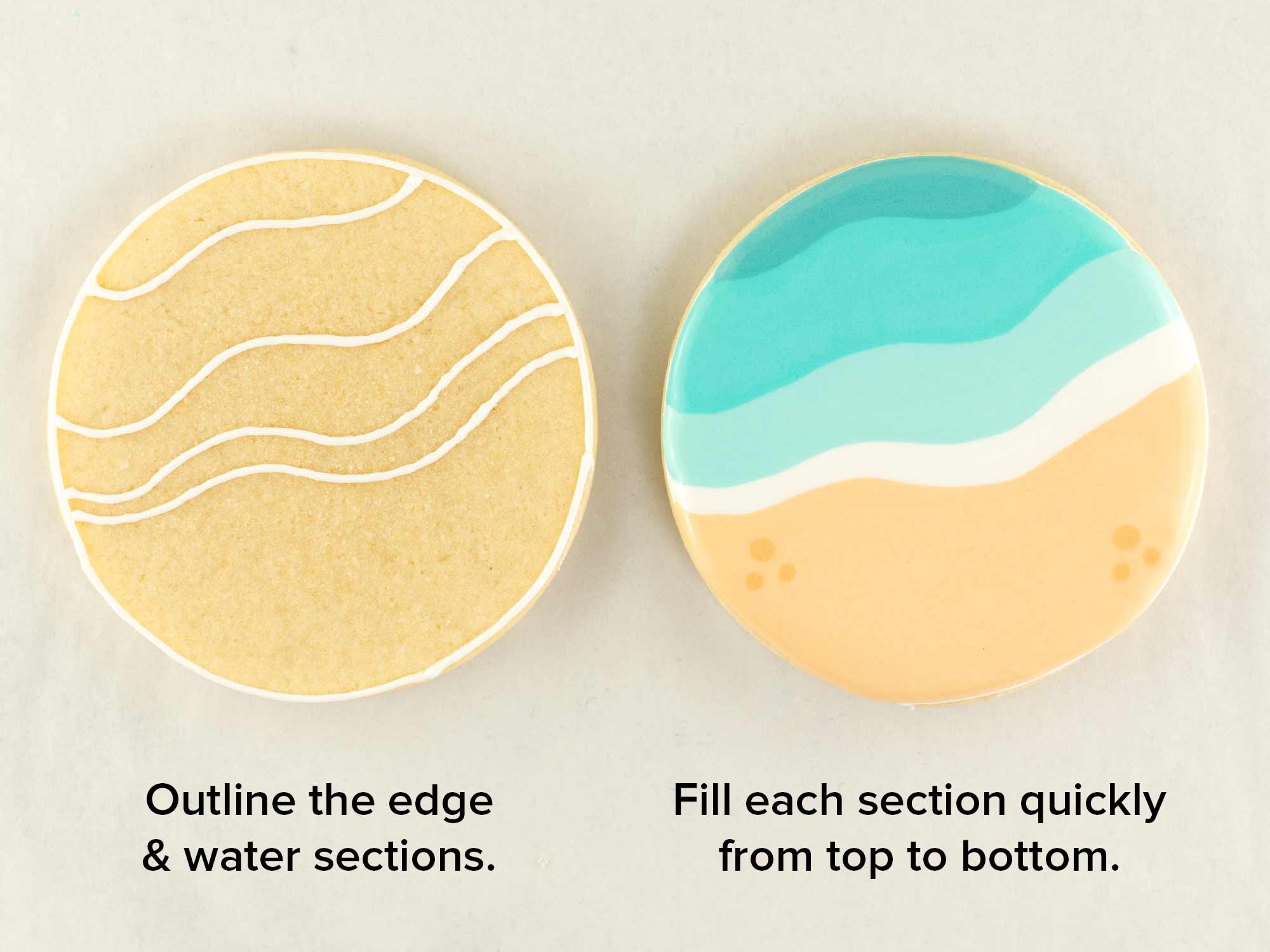 ocean beach waves cookie decorating