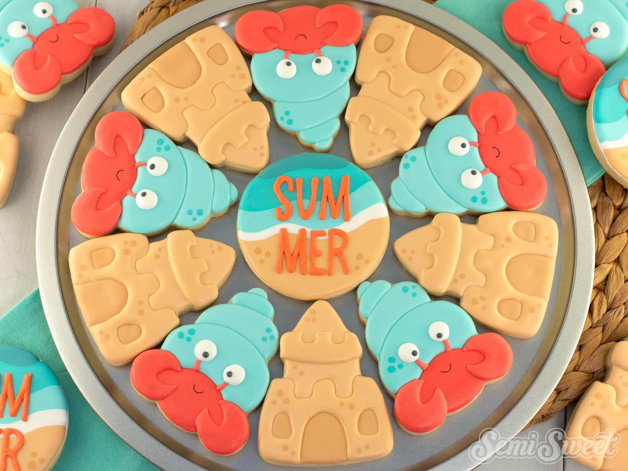 beach sand castle crab cookie platter