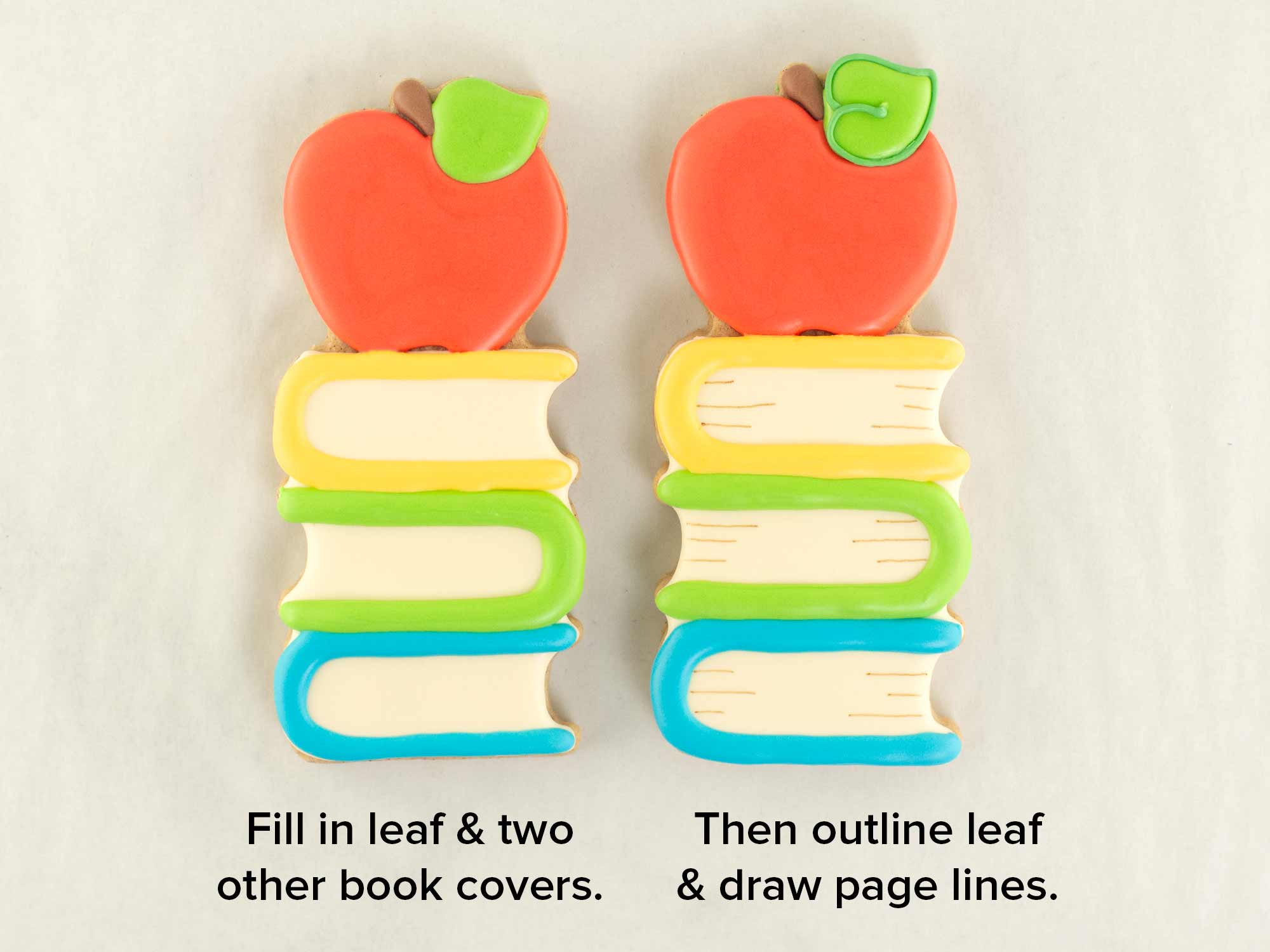 back-to-school apple on books cookie for gifts