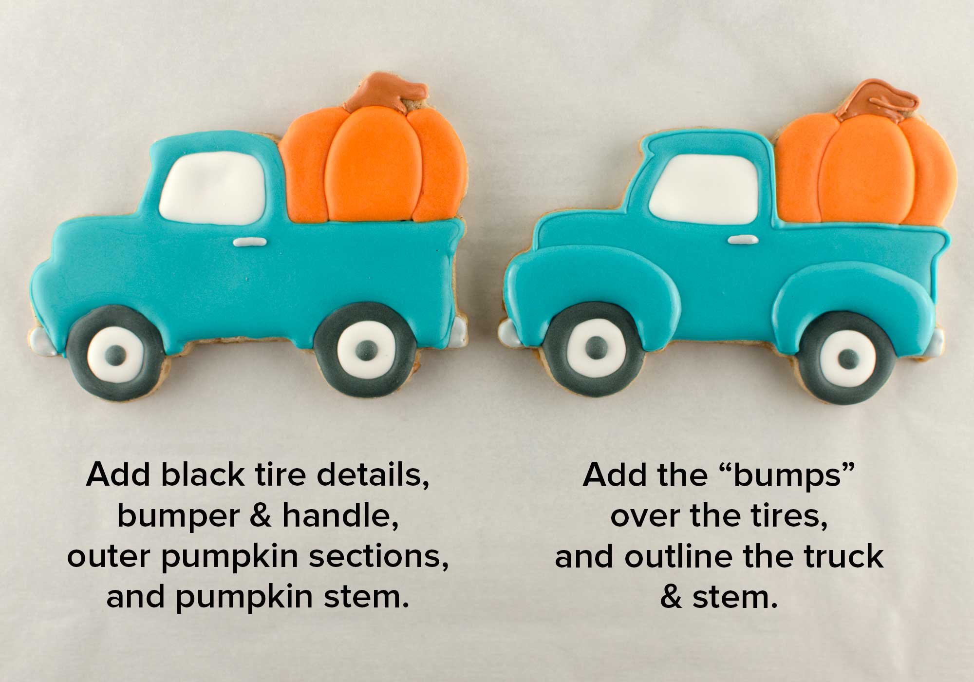 pumpkin truck cookies step 2