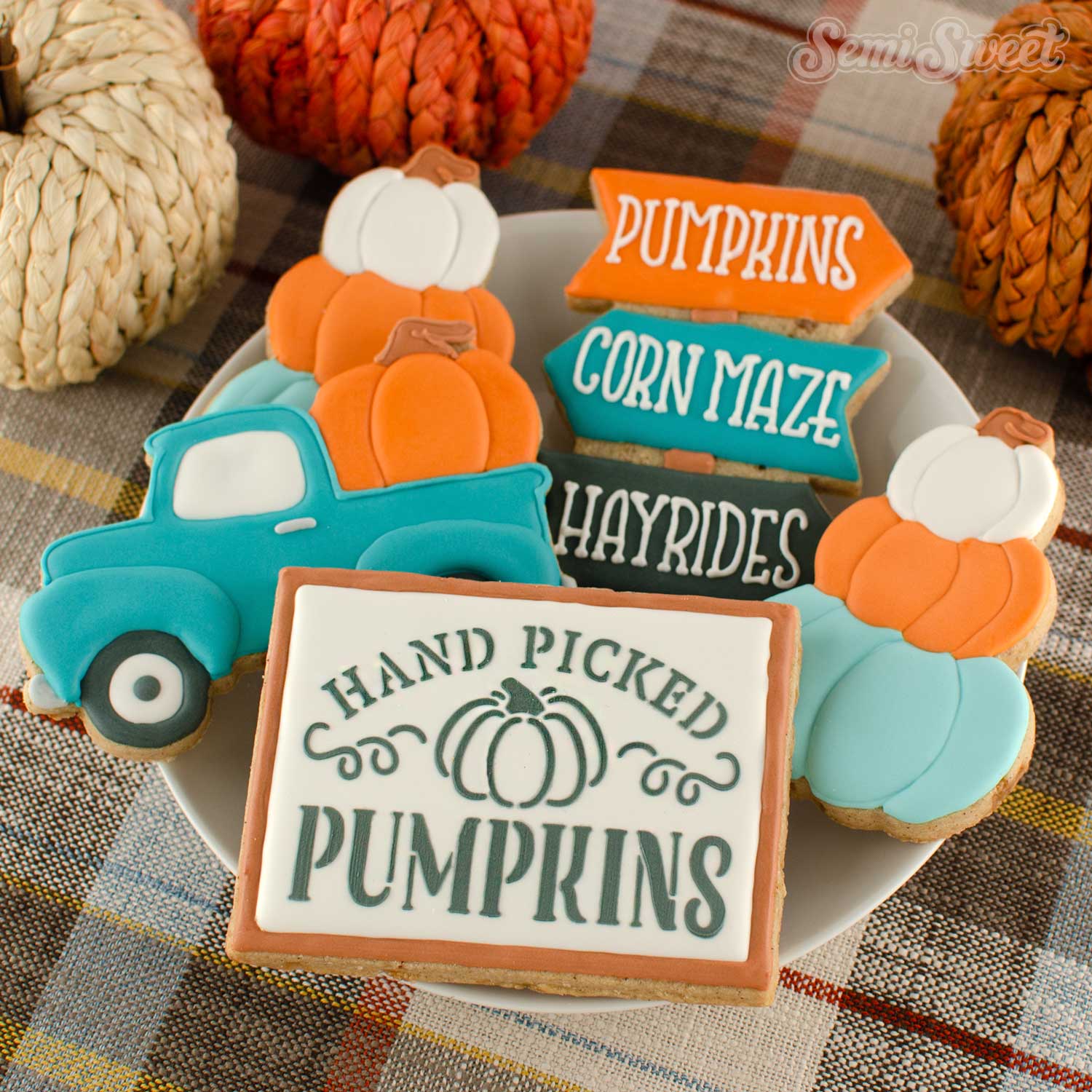 pumpkin farm sign cookie and stencil | Semi Sweet Designs