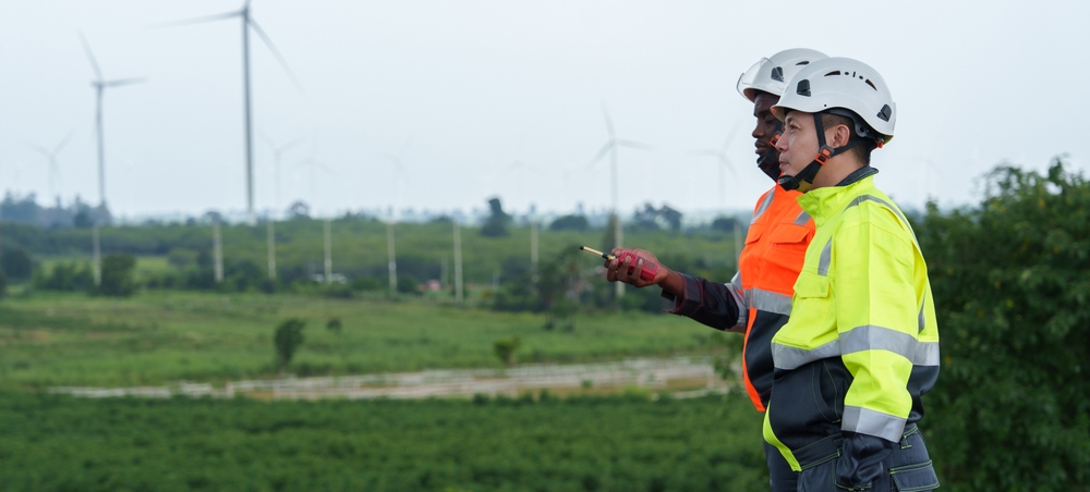 Onsite engineers work on consulting and monitoring the efficiency of wind turbines