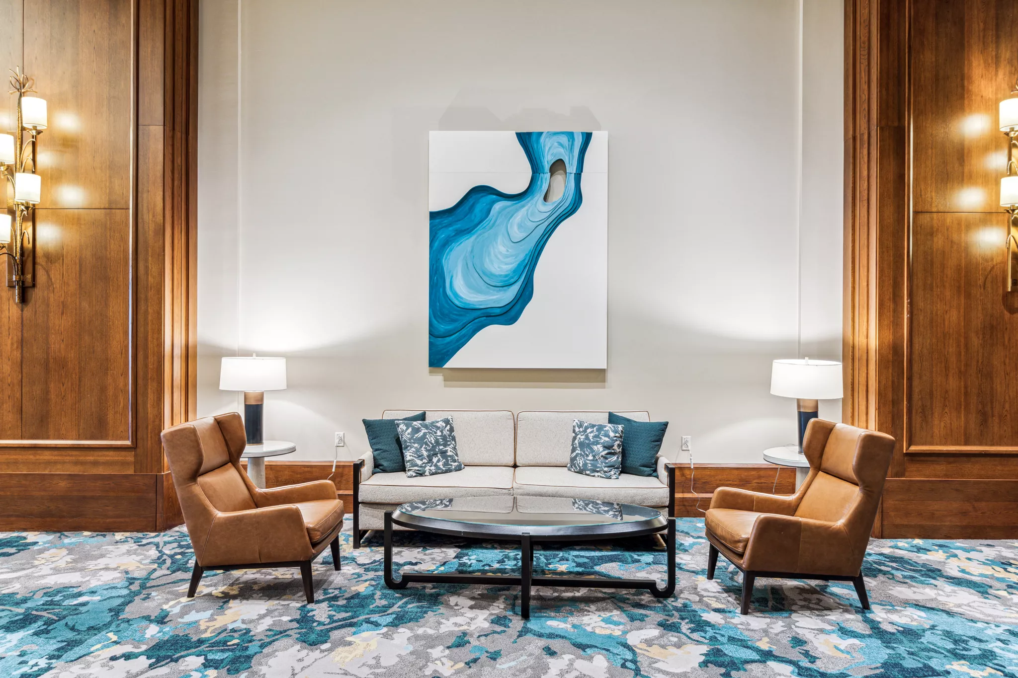 Elegant hotel lobby lounge — quality photos reduce ecommerce return rate and booking refunds.