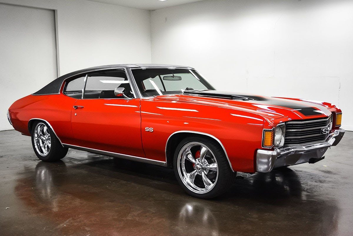 Red Chevrolet Chevelle SS in a studio listed on Motorious