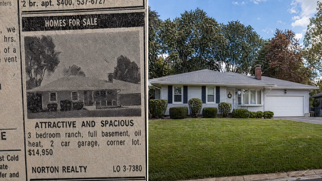 Real estate photography evolution from grainy newspaper classified ad to modern professional listing photo]