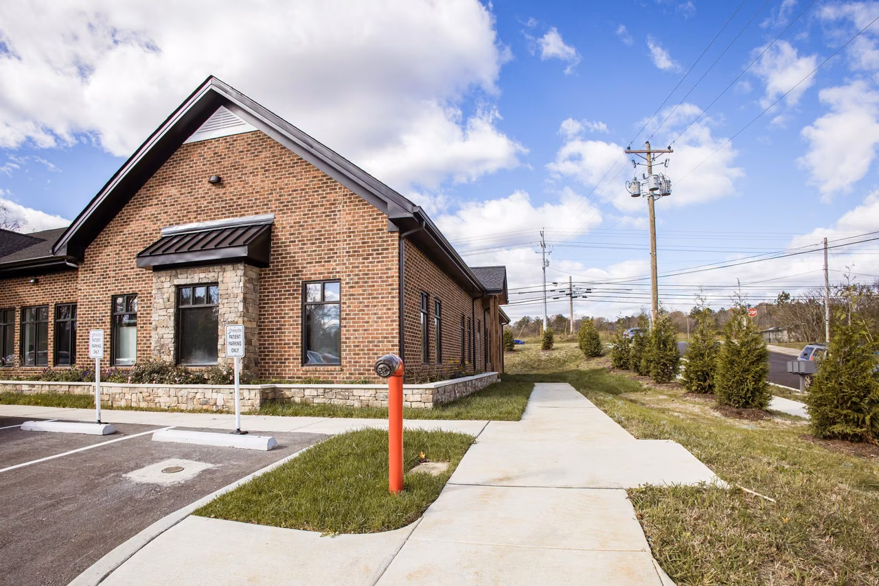 Exterior business photography of a suburban medical practice for a multi-location brand