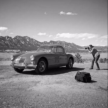 On-demand automotive photographer capturing vehicle photos on location for commercial use