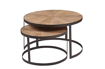 Hudson Bay - Reclaimed Elm Side Tables with Segmented Top