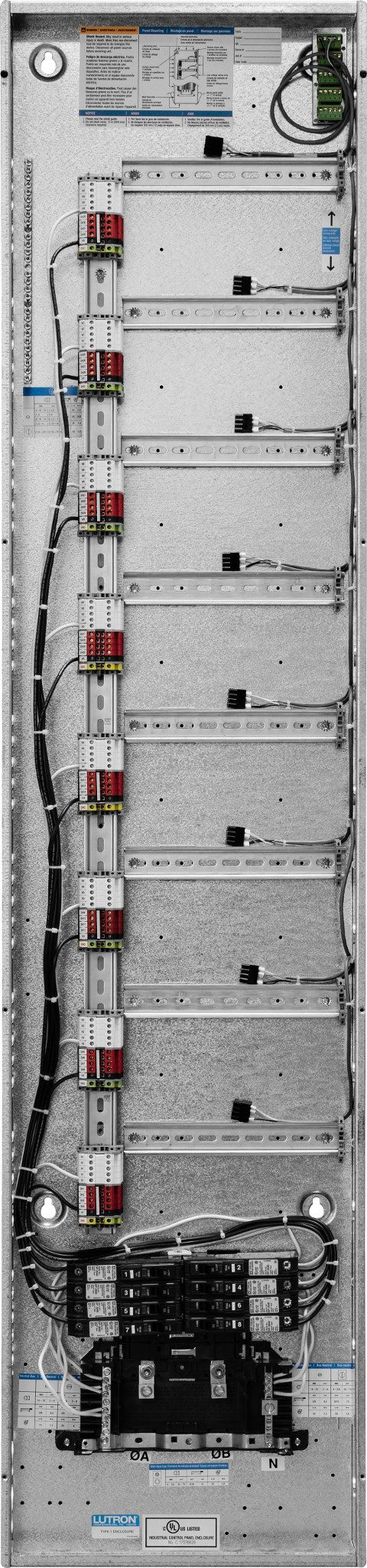 Lutron HomeWorks dimming panel used in whole-home lighting-control systems