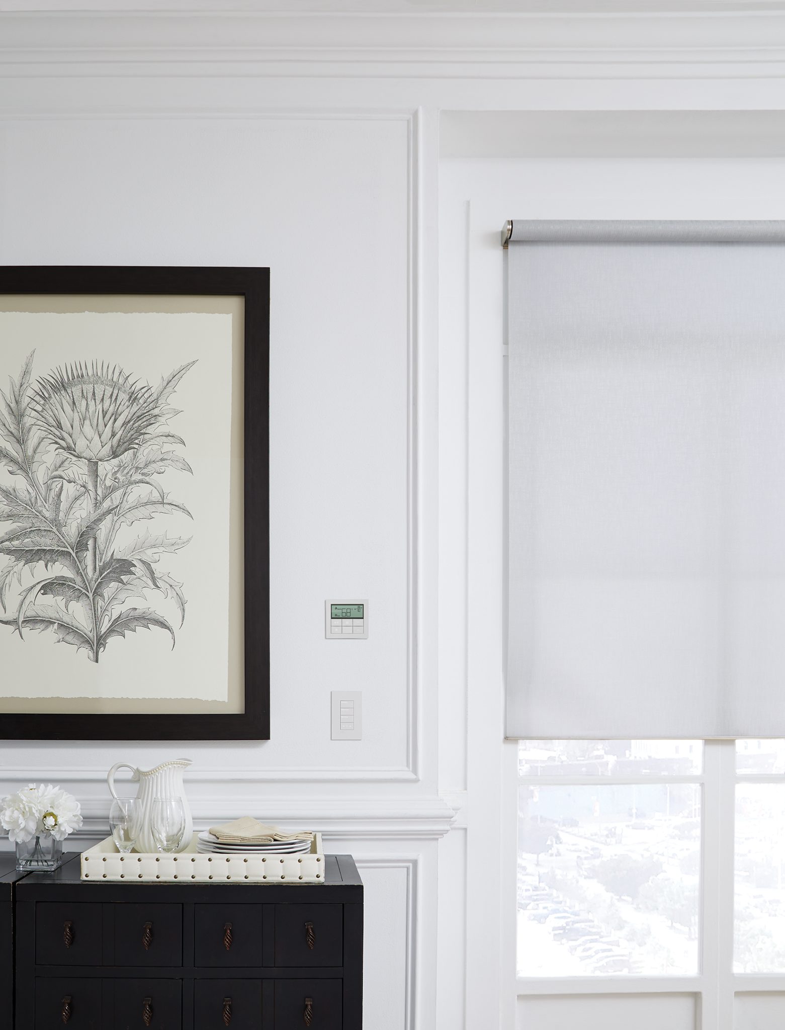 Lutron Palladiom keypad and thermostat mounted together