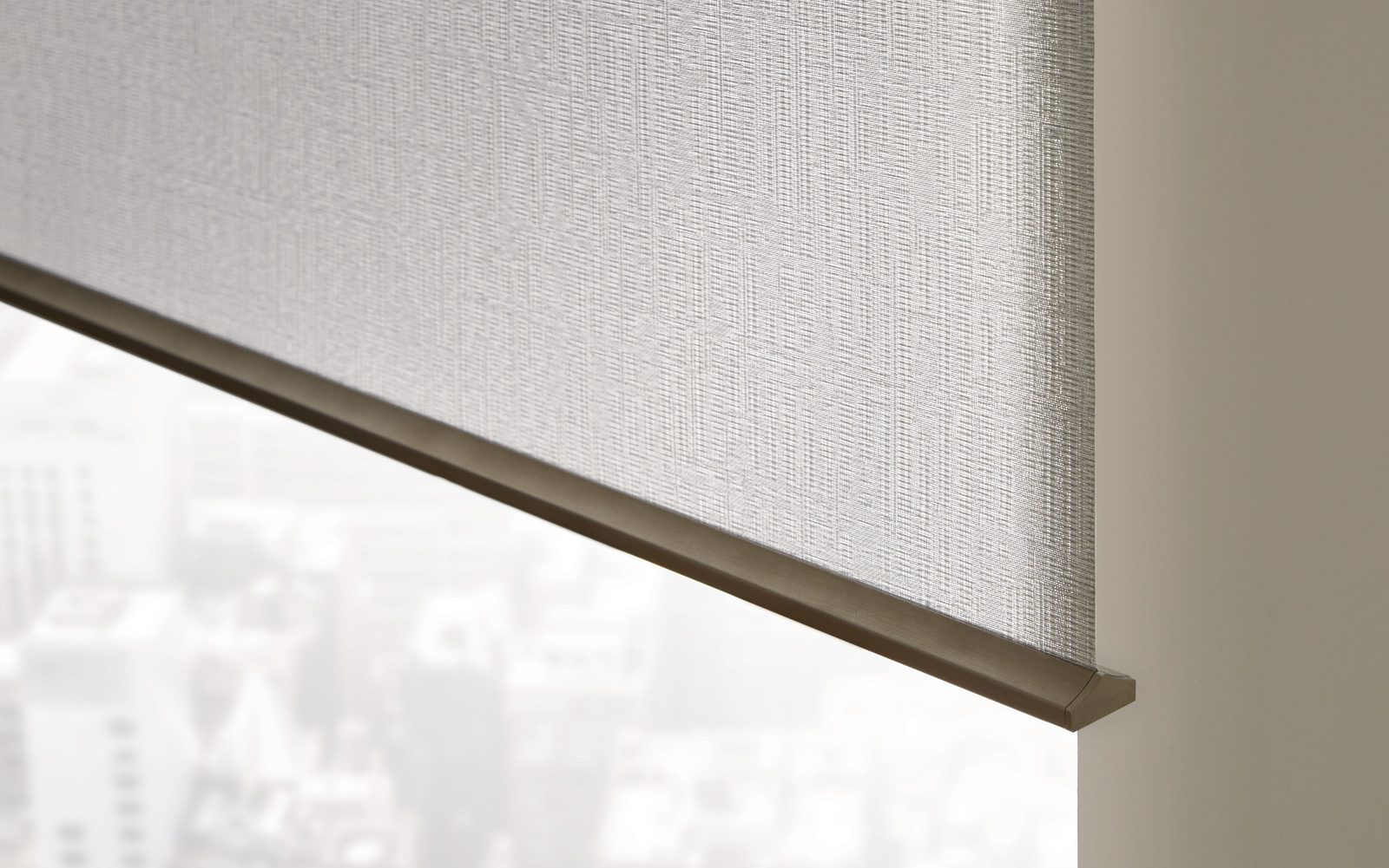 Detail of a Lutron Palladiom shade hembar