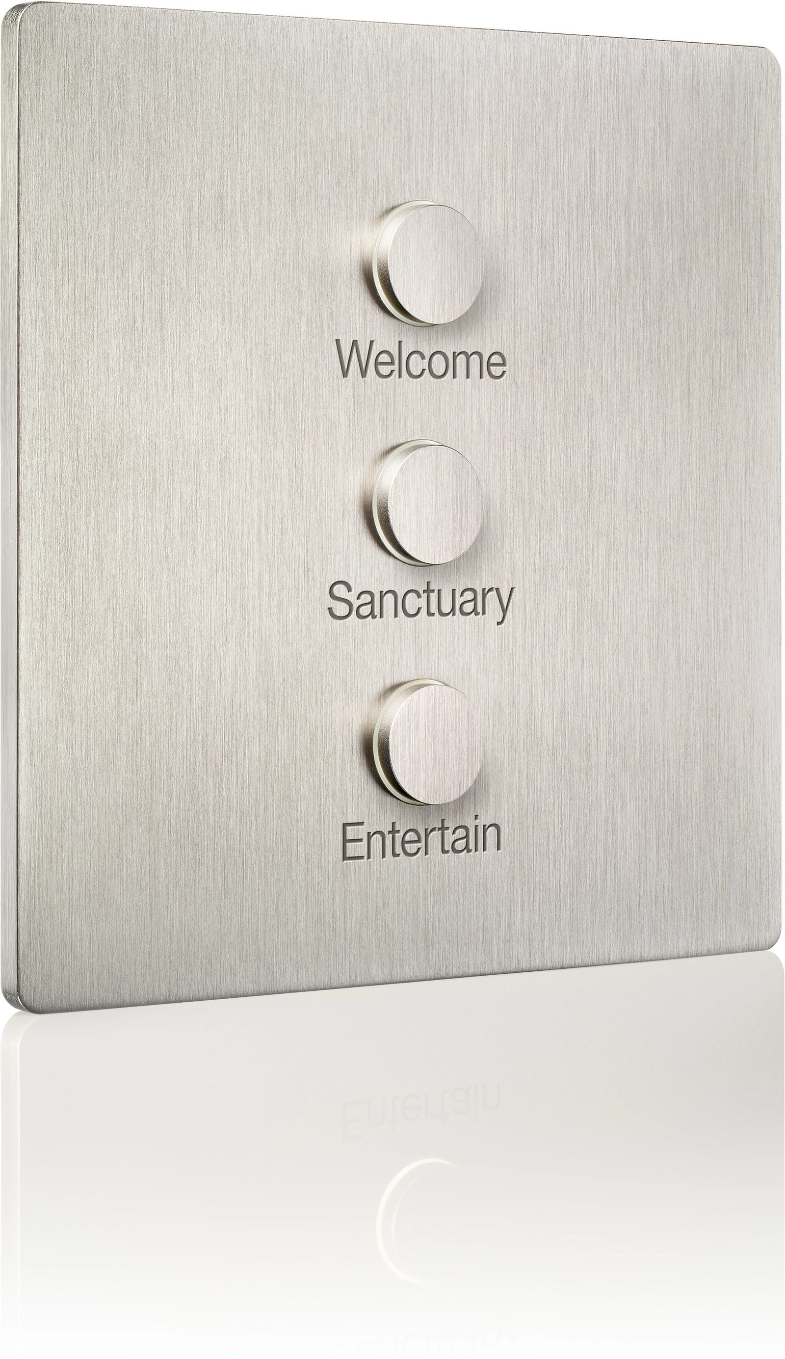 Lutron Alisse keypad in satin nickel with backlit welcome display