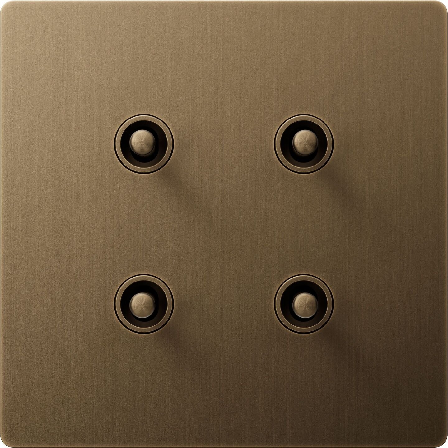 Lutron Aviena square keypad, four toggles, Signature Metal Aged Bronze