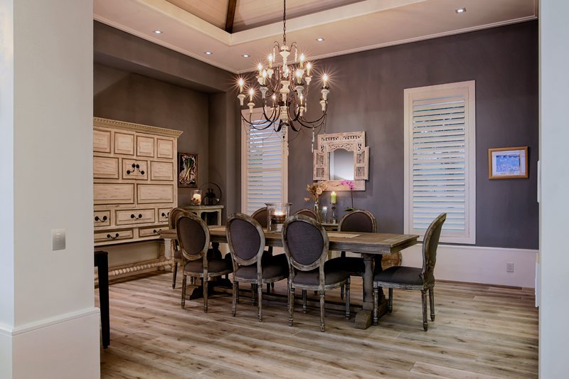 Lutron Palladiom keypad installed in a traditional dining room