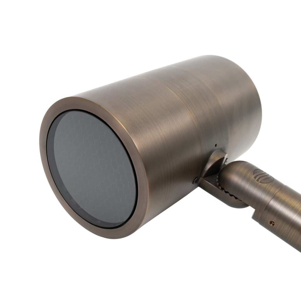 Coastal Source Modulus Bullet Light, a solid brass outdoor fixture that accepts the Ketra S30 lamp