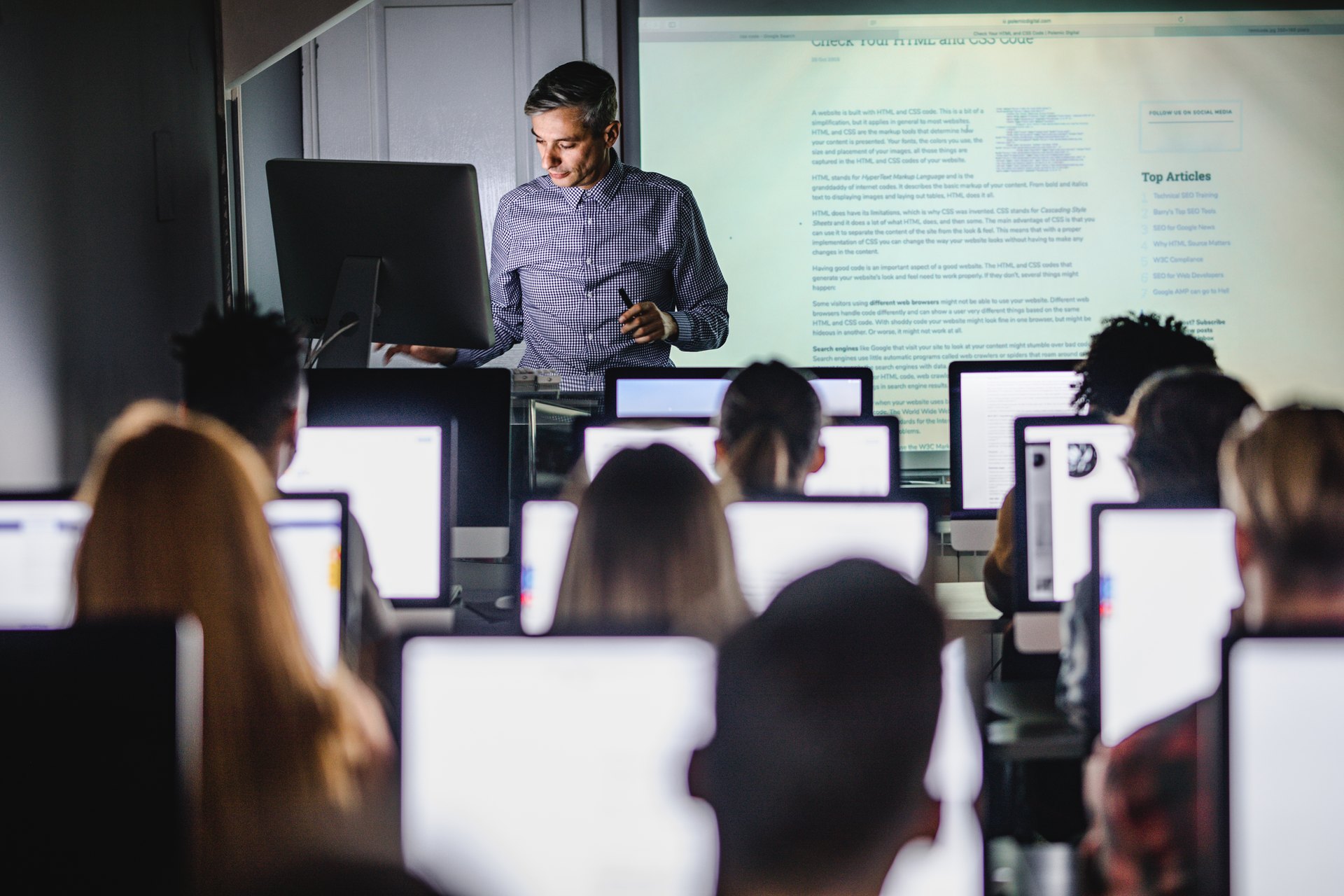 Training room during a presentation