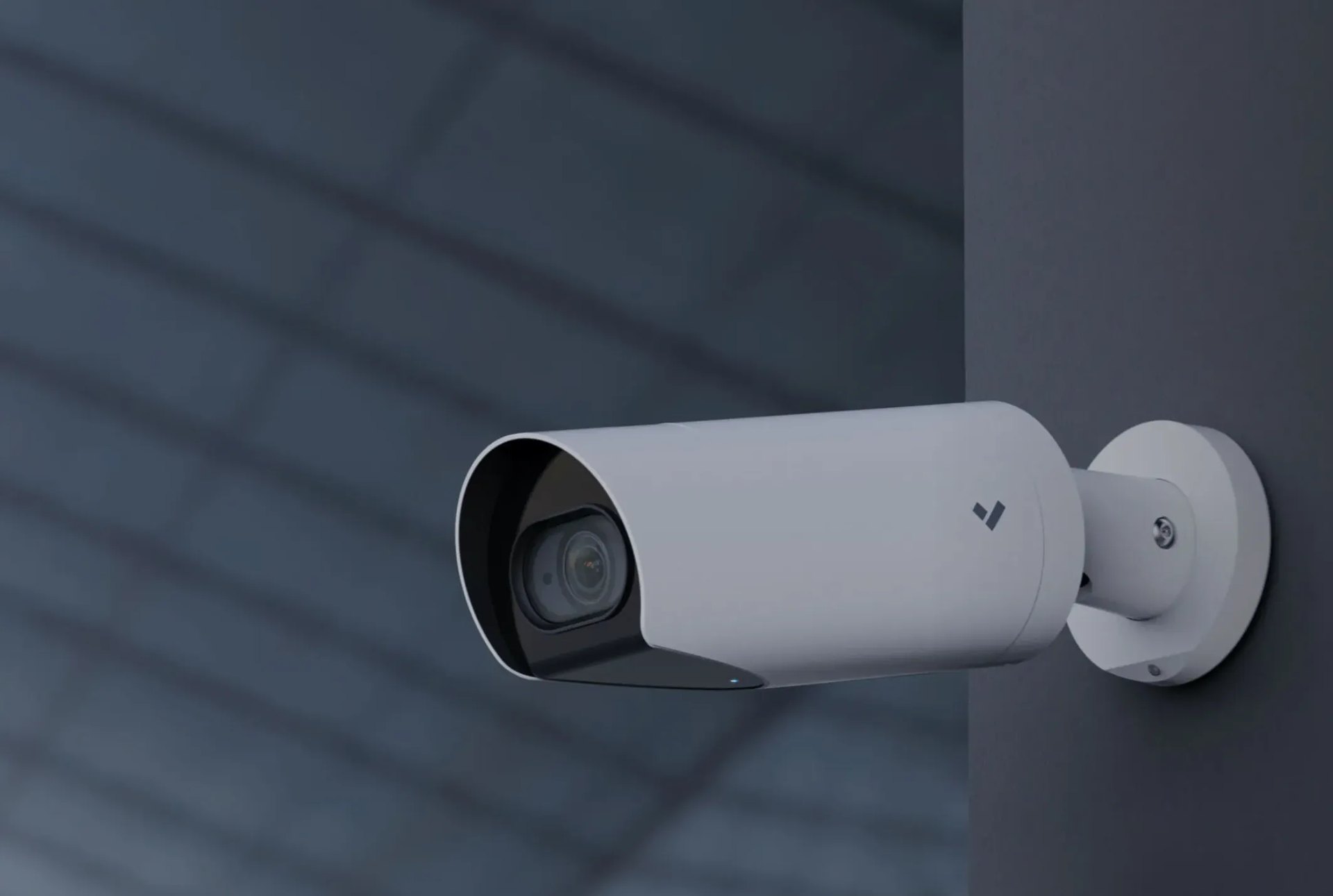 Bullet camera mounted on a wall