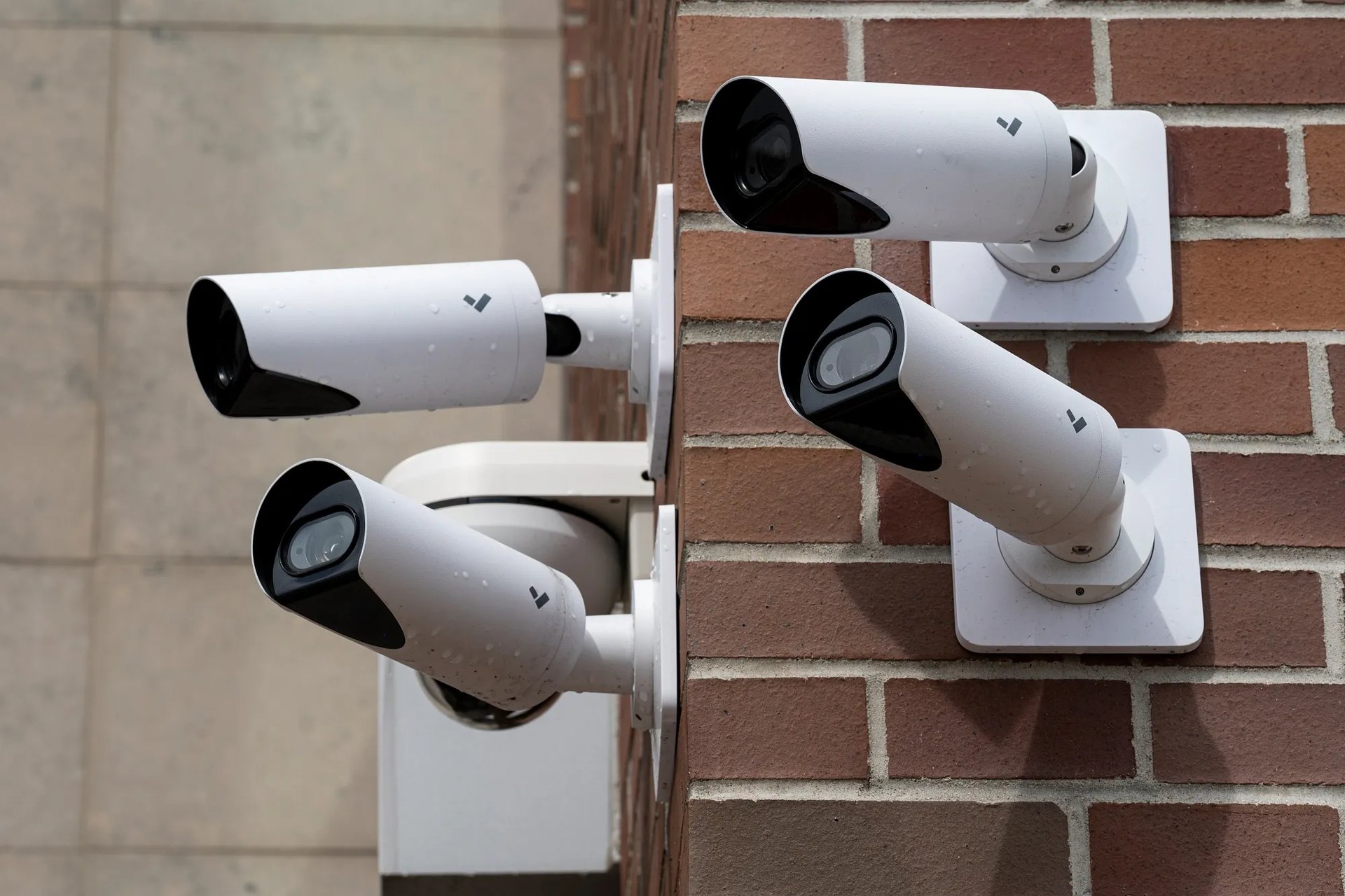 Cameras on a brick corner