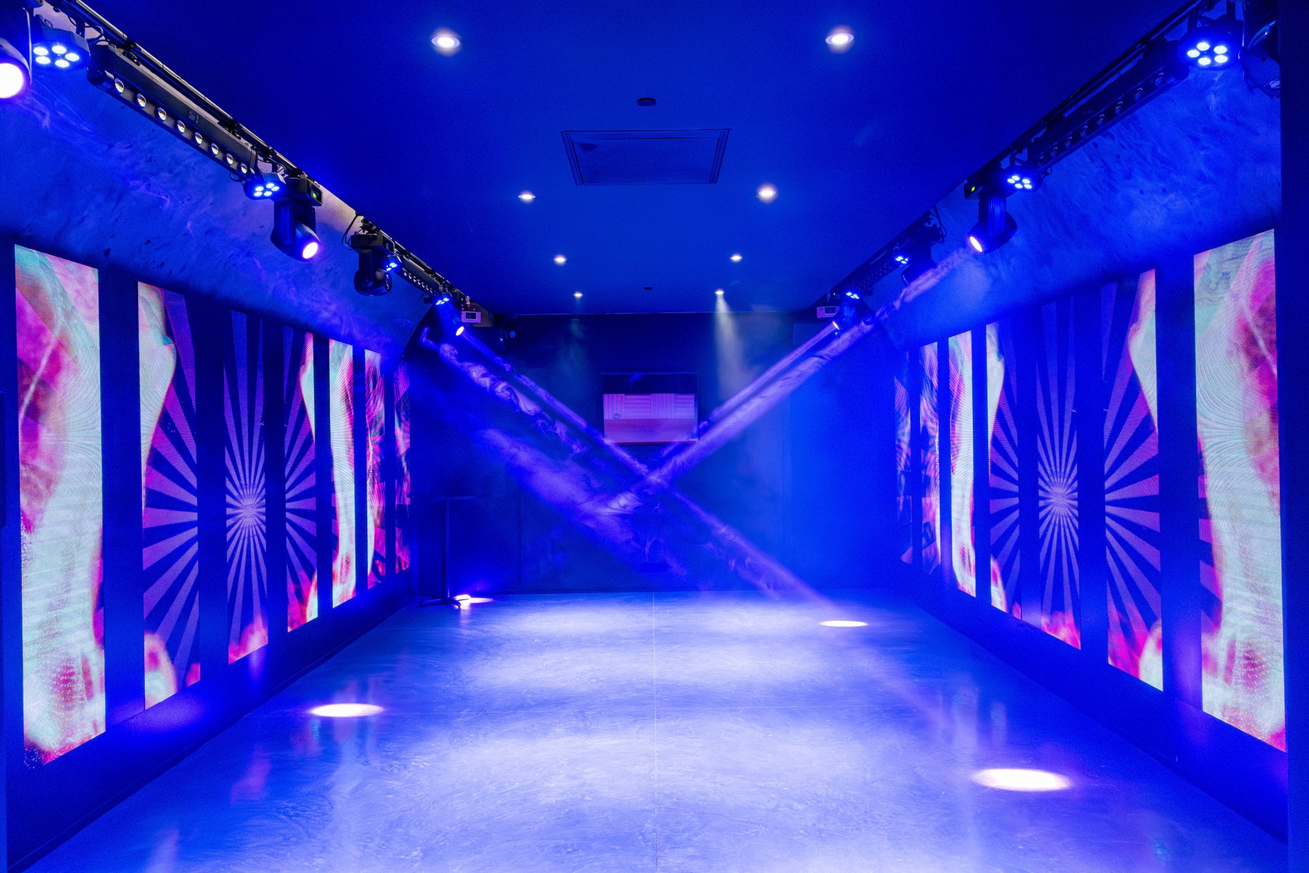 Entertainment space illustrating integrated lighting and audio video control