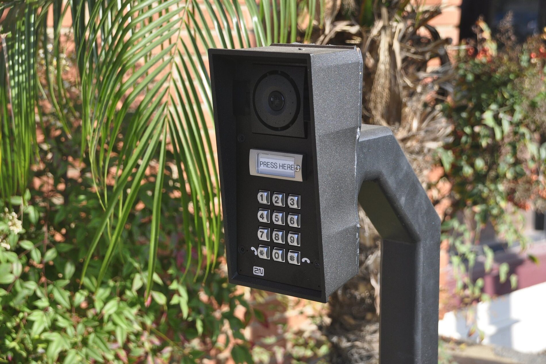 Intercom on an estate gatepost