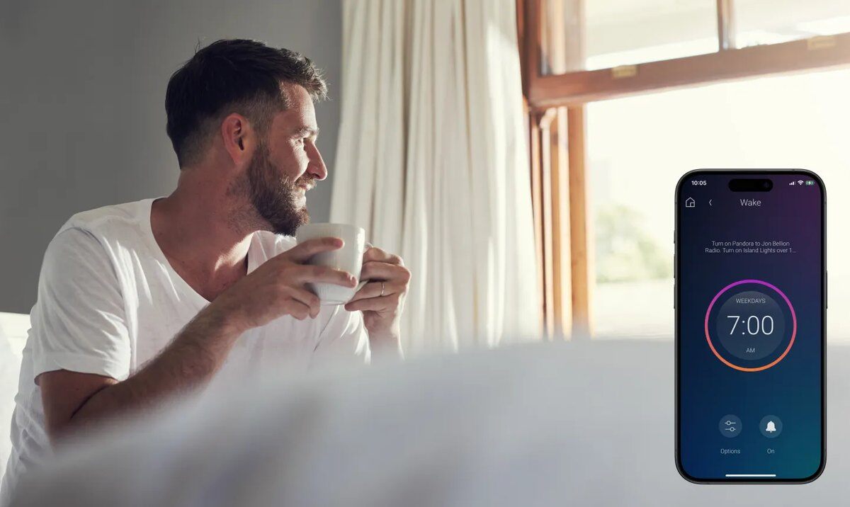 Control4 app showing a morning scene