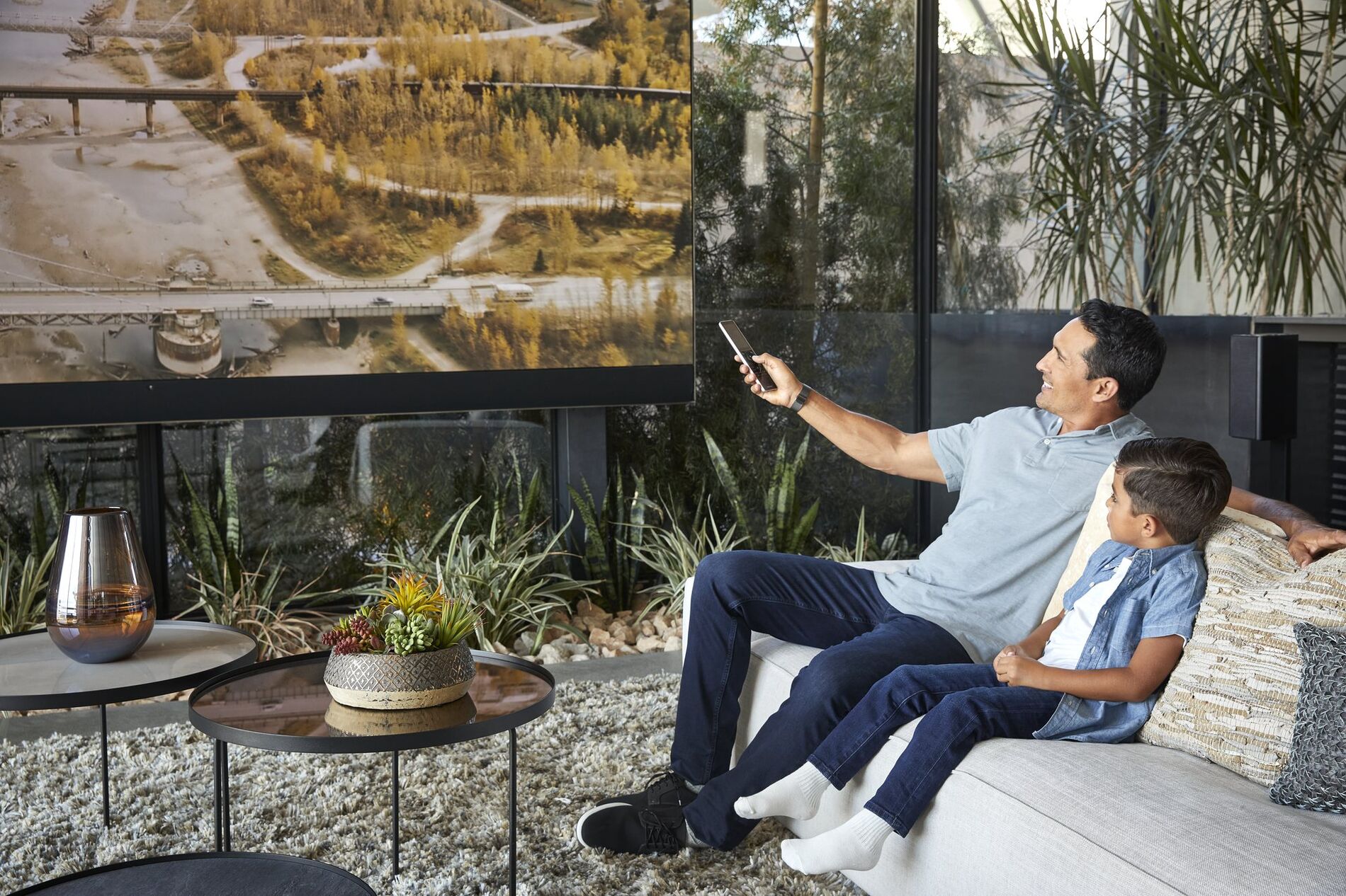 Patio with integrated outdoor control
