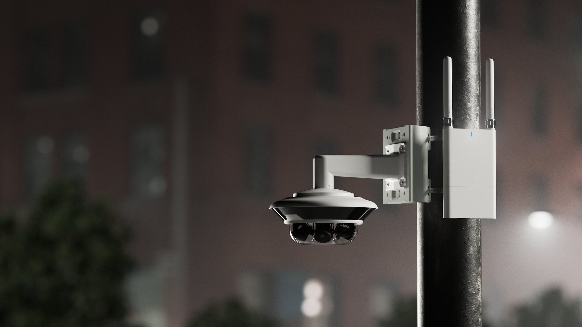 Verkada security hardware at night
