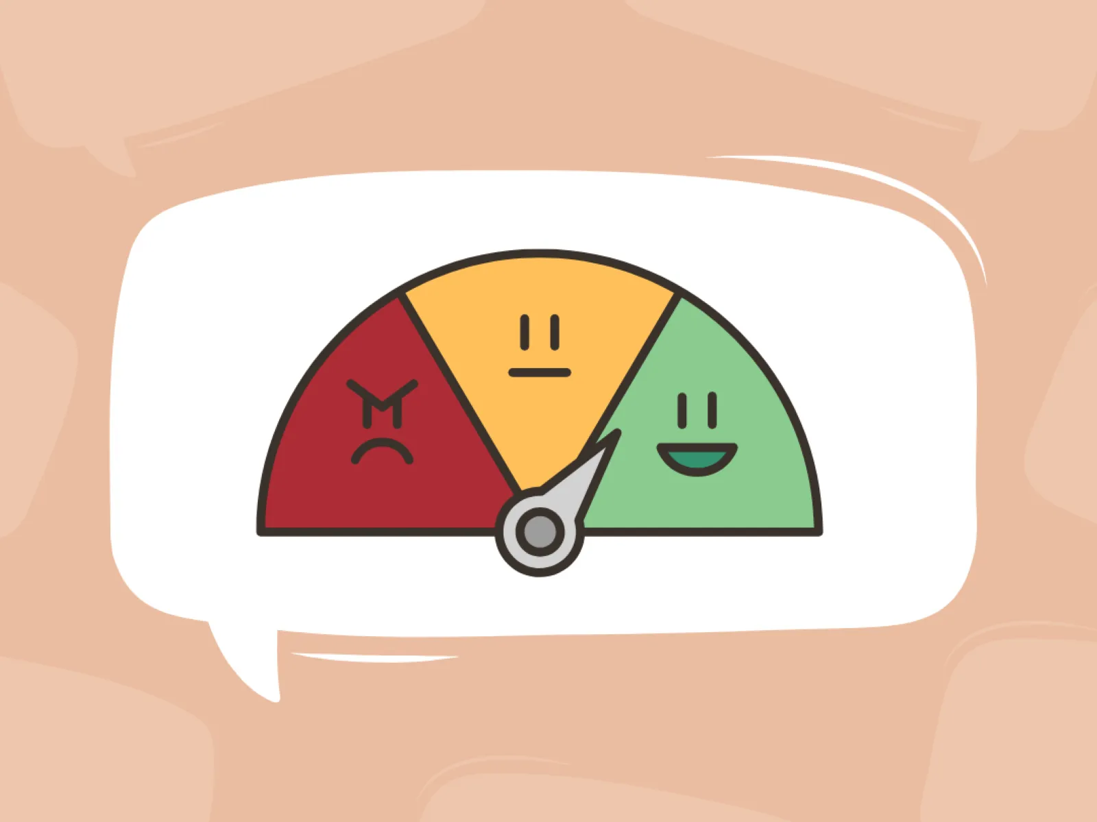 Speech bubble with a happy, neutral and sad face
